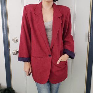 Vintage Red Blazer with Navy Accents